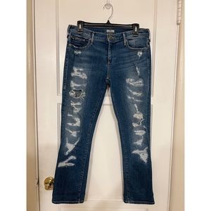 True Religion Cora straight leg, ripped jeans